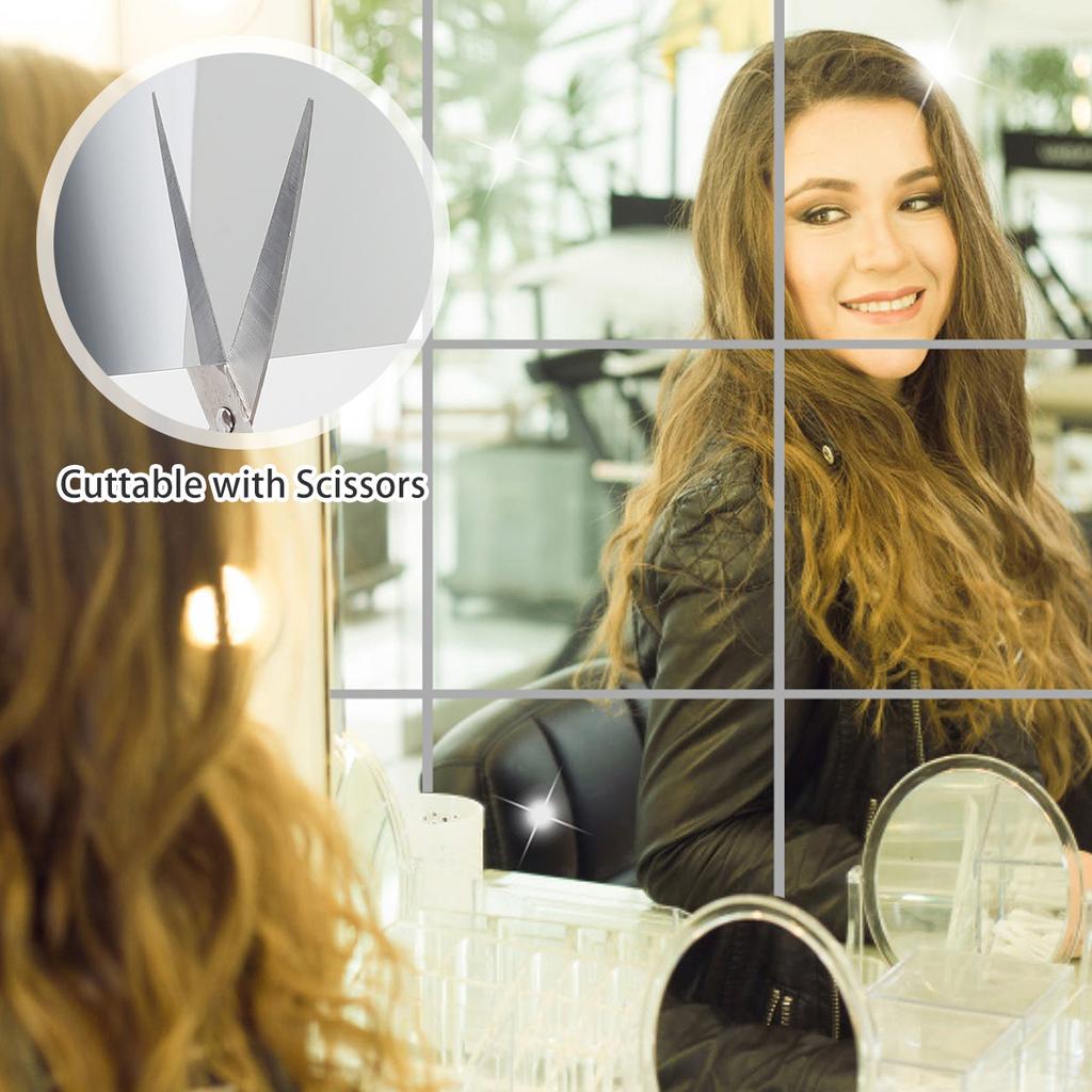 10 to 40Pcs Square Acrylic Mirror Wall Sticker Self-Adhesive Mirror Stickers Living Room Decoration Removable Mirror Sticker