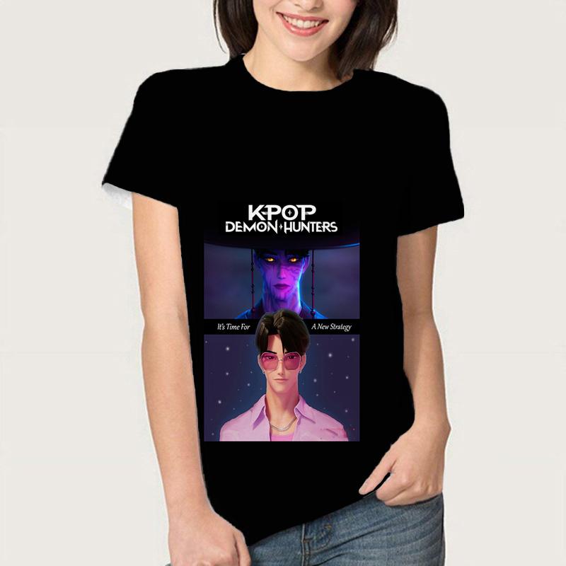 Letní KPop Lovci démonů Trička Huntrix Girl Kpop Tričko Jinu Zoey Rumi Mira Saja Kluci Cool Trička s krátkým rukávem Trička Topy