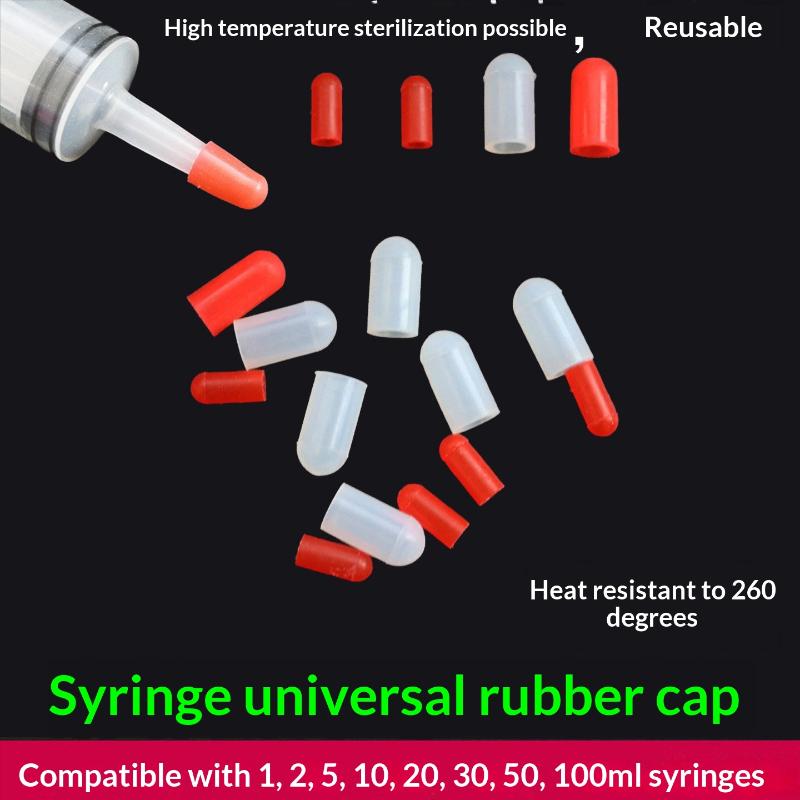 20Pcs Food Grade Silicone Rubber Needle Cover Syringe Sealing Test Tube End Cap Syringe Needle Seal Caps