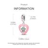 Charm Copper Cute Pink Dog-Paw Heart-Shaped Bead Fits Charm Plata Genuine Bracelets Women Jewelry Crafting Gift