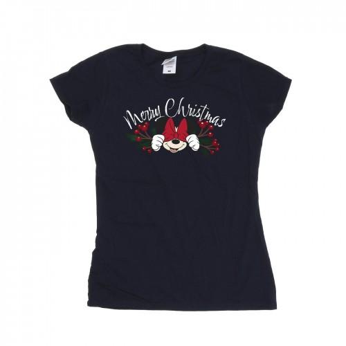 Disney Womens/Ladies Minnie Mouse Christmas Holly Cotton T-Shirt