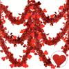 1pc Large  Red Heart Garland with Plastic Love Hearts - Valentine's Wedding Arch, Door &Balcony Decoration Suitable for Weddings