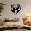 Decorative Hanging Ornaments for Home Metal Deer Heart Wall Decoration, Silhouette Couple Ornaments, Animal Art Patio Decor Backyard Sculpture Living