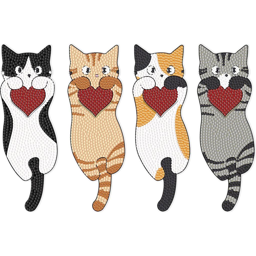 3 Stück Katze DIY Diamant Lesezeichen Kunstprojekte Diamant Malerei Kunst Lesezeichen zum Selbermachen Anfänger Erwachsene Kunst Handwerksmaterialien