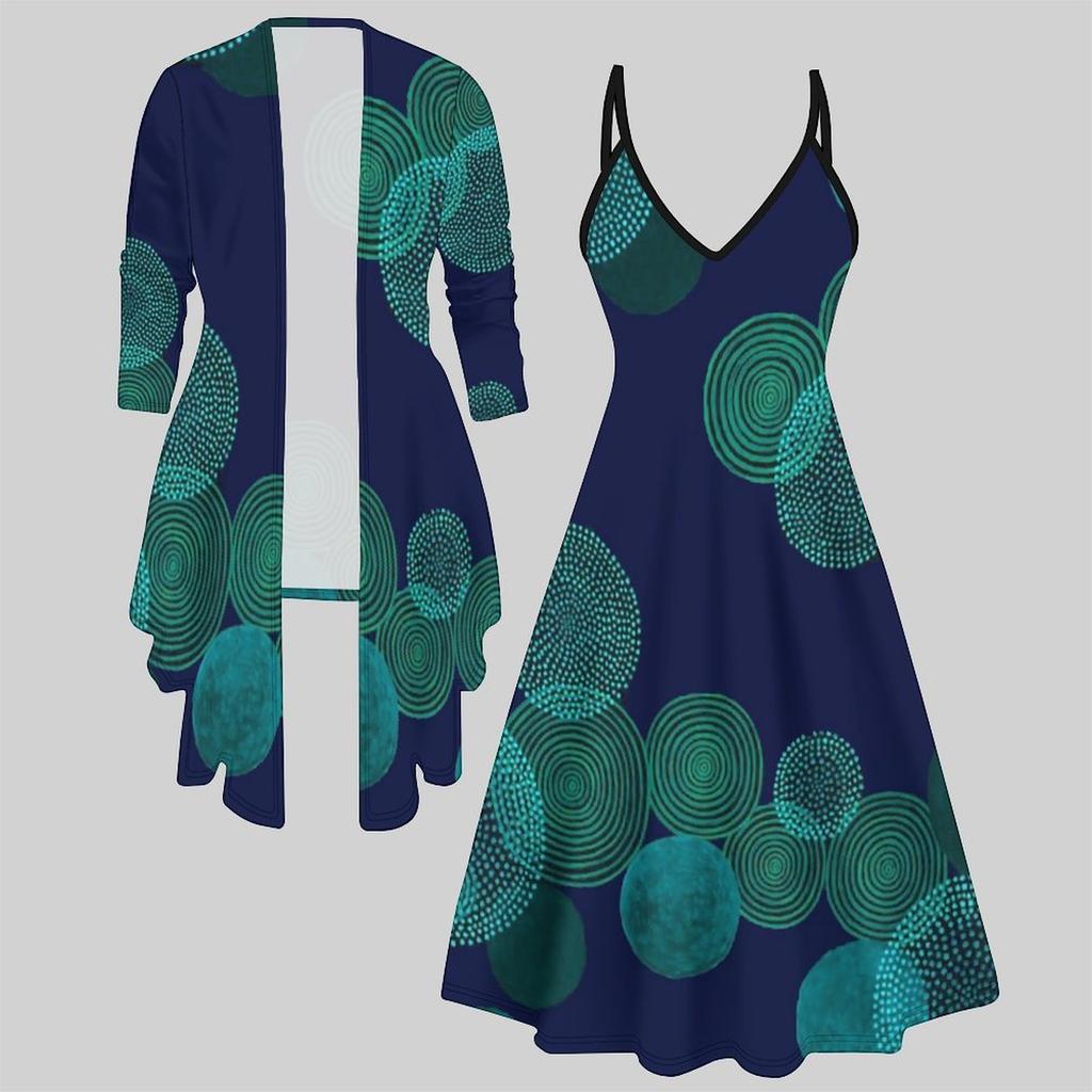 3D  Printed  Set Dress Coat ,  Double Color Combination with Simple Design  Fashion Print,suitable for Various Scene Fashion Styles
