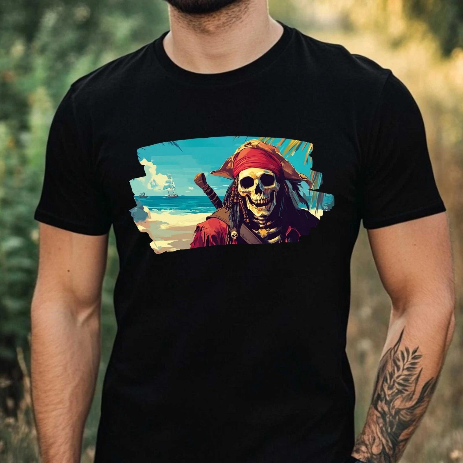 T-Shirt Herren Piraten Skelett Motiv Baumwolle Größe XS bis 5XL XXXL