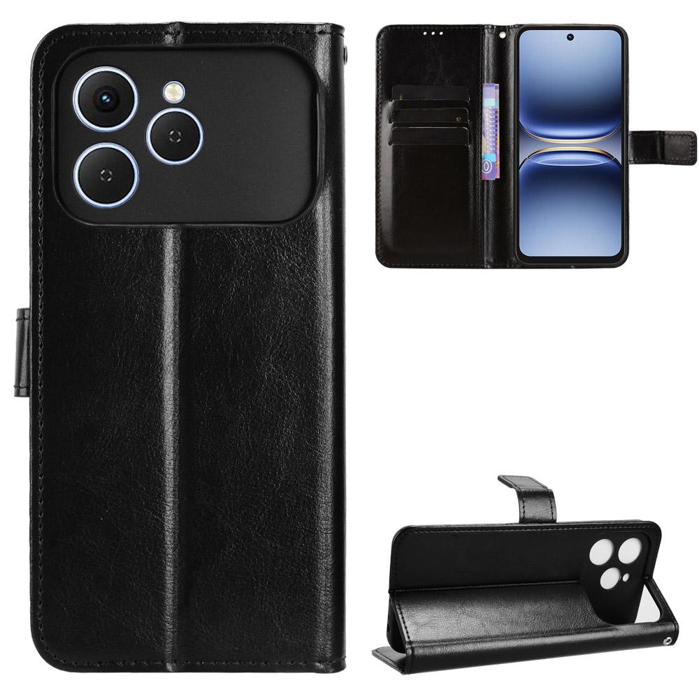 

Флип-кейсы для Tecno Spark 40 из ПУ кожи, полная защита корпуса, противоударные, прочные, ретро чехол для телефона for Tecno Spark 40 4G чёрный