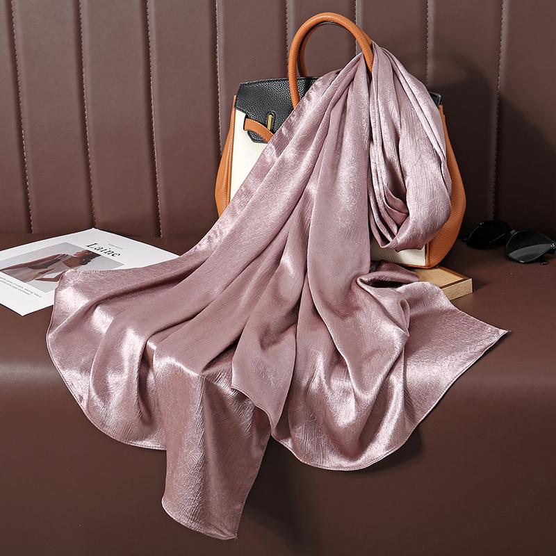 Large Size Silkly Stain Scarf Women Plain Foulard Femme Luxury Hijab Long Bandana Evening Party Dress Shawls and Wraps