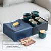 Elegant Portable Ceramic Tea Set with Wooden Tray: 1 Teapot & 4 Cups for Outdoor Adventures
