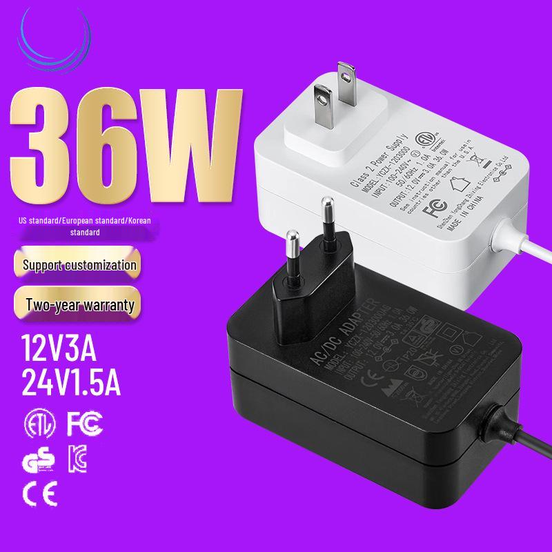 36W Global Zertifizierter Netzteiladapter 12V/3A & 24V/1.5A mit ETL, CQC, UKCA, SAA, GS-Zulassung