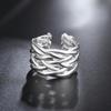 925 Sterling Silver Braided Open Ring Men And Women Wedding Jewelry