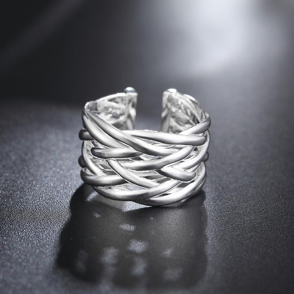 925 Sterling Silver Braided Open Ring Men And Women Wedding Jewelry