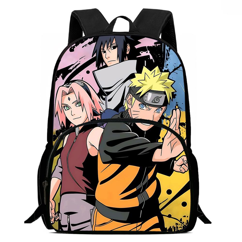 NARUTO Cartoon Anime Kids Backpack,With Adjustable Shoulder Strap & Front Pocket,Lightweight & Durable,for Boys & Girls Age 6-10