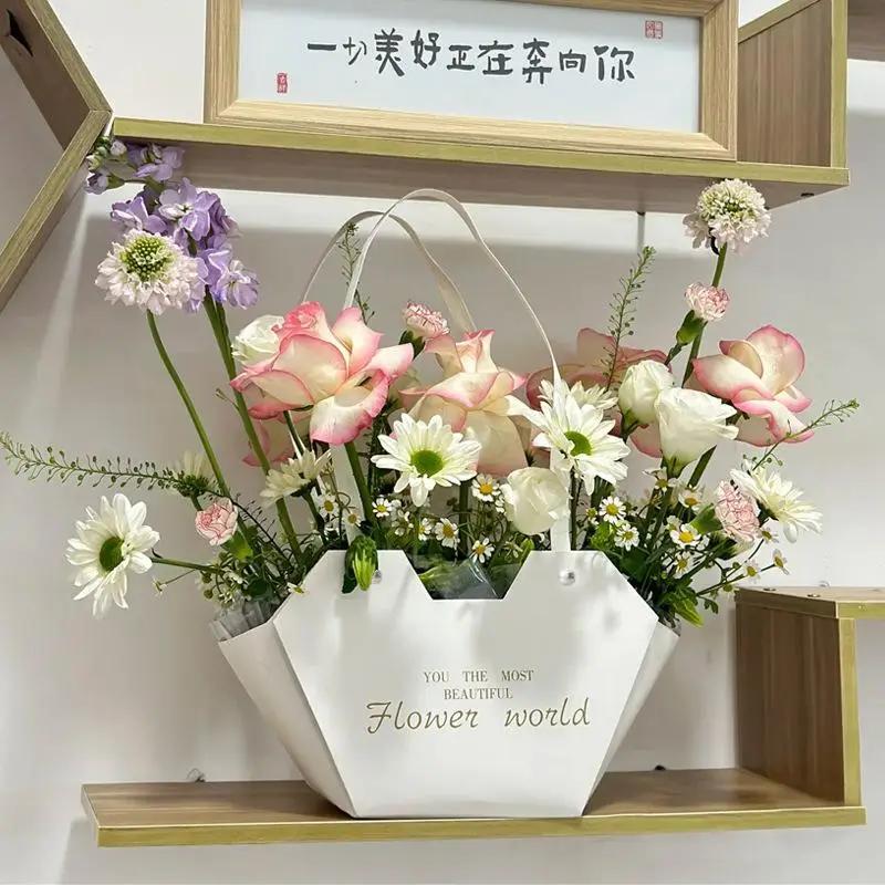 1PC Portable Flower Basket Rose Wrapping Box Gift Bag For Wedding Birthday Christmas Party Decorative Bouquet Packaging