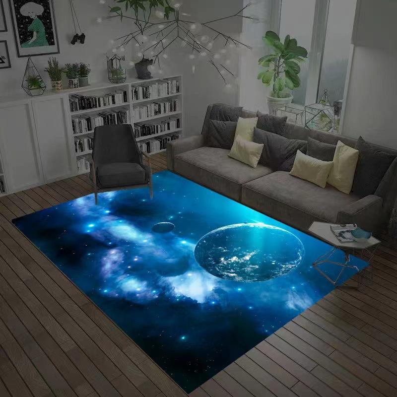 3D Planet Universe Large Area Soft Flannel Carpet Children's Room Play Floor Mat Home Living Room Bedroom Decorative Floor Mat