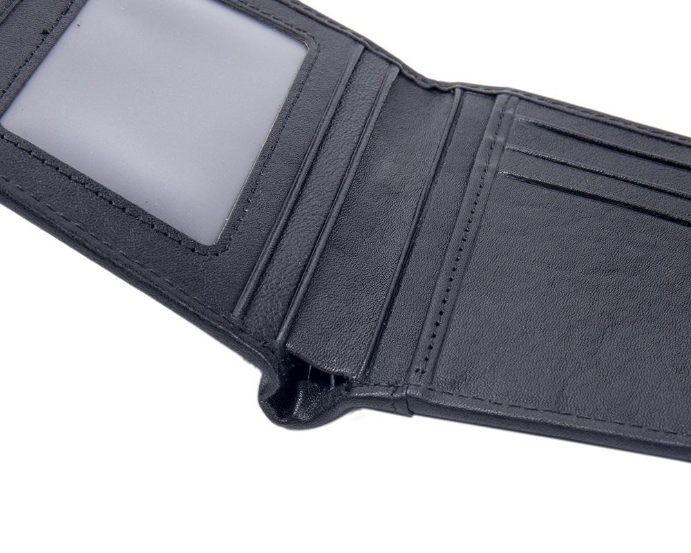 Cross-Border Japanese & Korean Men's Genuine Leather Bi-fold Wallet with Money Clip – Cowhide, Vegetable-Tanned, Vertical Design, Casual Buckle.