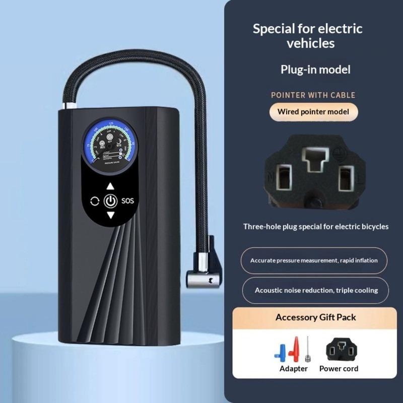 Portable Car Air Pump with Digital Pressure Gauge High-Precision LCD Display Electric Air Pump/Compressor Suitable Motorcycles