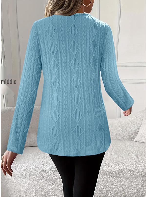 Elegant Lace Hollow Irregular Hem Women's Long Sleeve Top, 2025 Collection