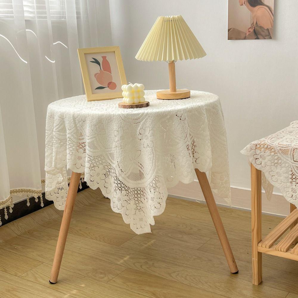 New Lace Embroidered Tablecloth Square Solid Color Dinning Tables Cover Elegant Flower Tea Table Cloth Home Decor