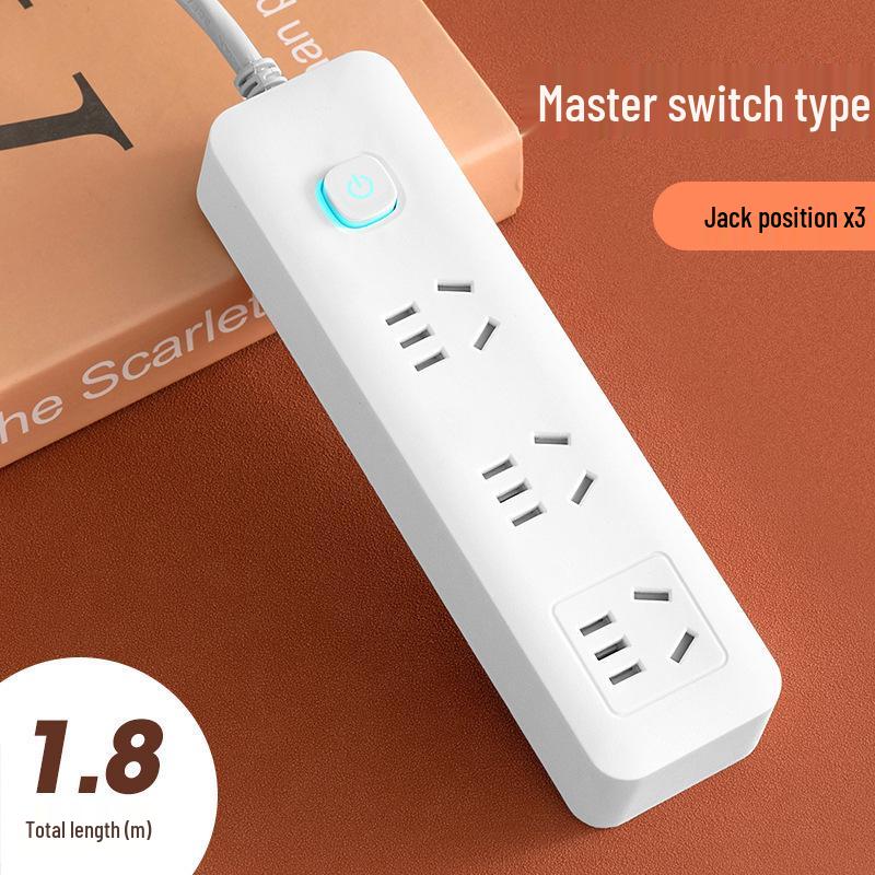 Multi-Function Household Power Strip with Cord, featuring a Multi-Hole Socket Panel for Dorms