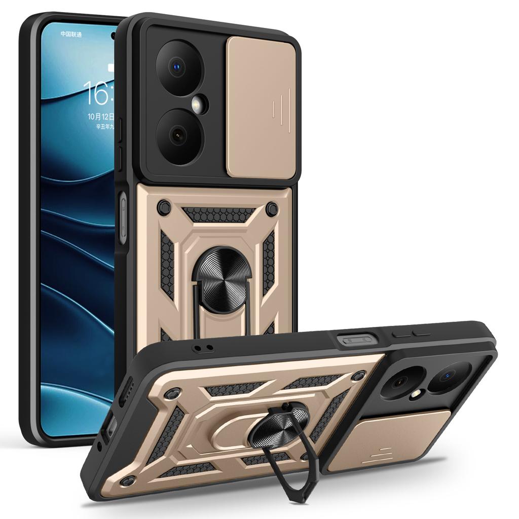 For Huawei Nova Y73 4G Case with Slide Camera Lid PC+TPU Kickstand Phone Cover