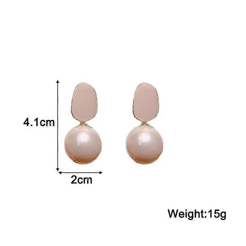 Elegant Pearl Teardrop Earrings - Geometric Acrylic Round Pendant Fashion