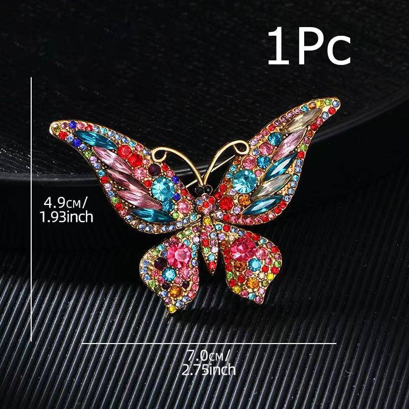Retro Darčeky Motýľ Hrudný Kvet Brošňa Spoločenský Diamantový Farebné Látkové Doplnky Módna Elegancia 1KS