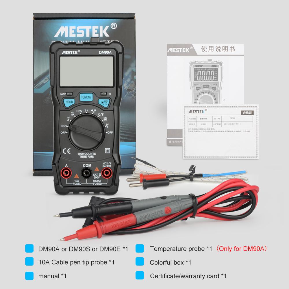 DM90A Mini Multimeters Digital Multimeter Auto Range Tester Multimetre 6000 Counts With Temperature Probe Multitester