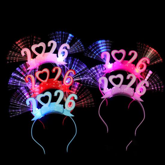 2026 Πρωτοχρονιάτικο Πάρτι Στέκα Λαμπερή LED Φωτιζόμενη Κεφαλοστολή για Χριστούγεννα Παραμονή Πρωτοχρονιάς Εορταστικές Εκδηλώσεις Πάρτι Γιορτή