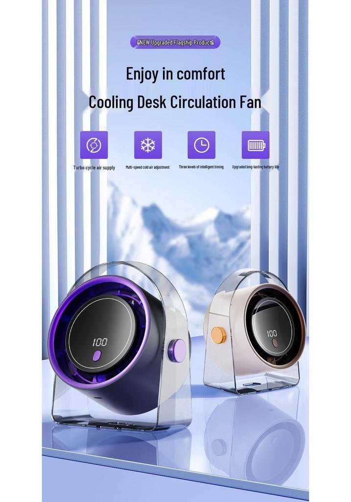 New USB Rechargeable Desktop Fan with Digital Display