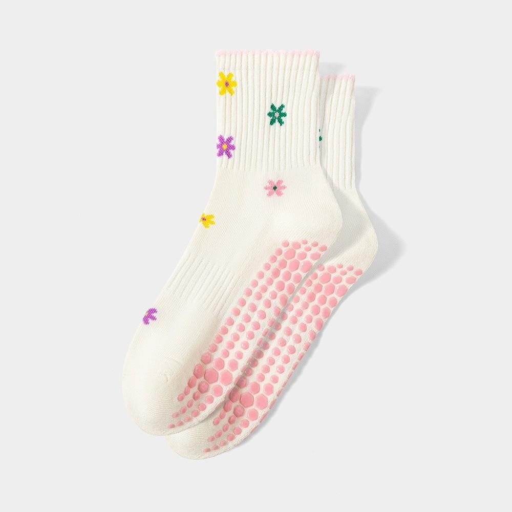 Non-Slip Yoga Socks Cartoon Embroidery Floor Socks Professional Pilates Socks  for Women