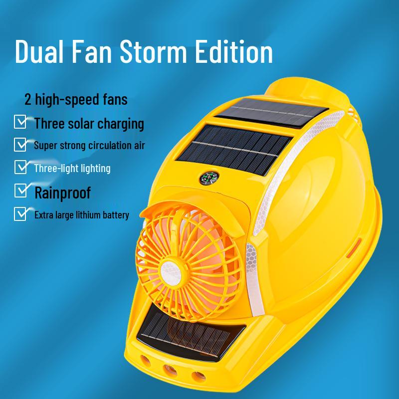 Six-Fan Multifunctional Cooling Hat with Solar Bluetooth Headlamp