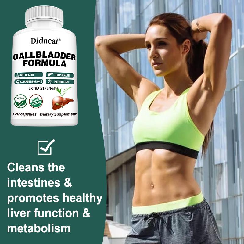Gallbladder Formula Extra Strength, USDA Organic 120 Capsules for Liver & Gut Health Supplement