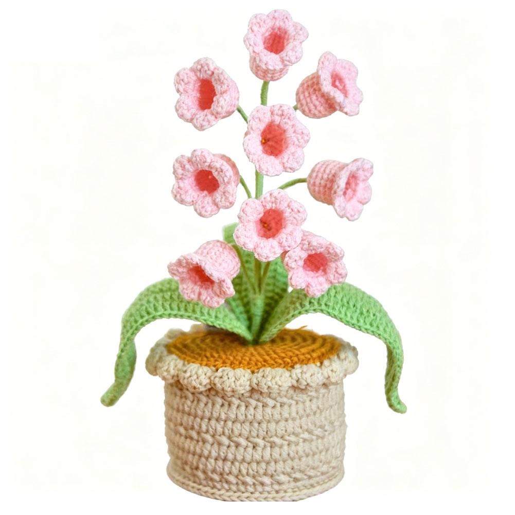 Lily of The Valley Lamp,Crochet Artificial Flowers with Night Lights,Cordless Table Lamp- Women Gift Ideas,Desk Home Decorations