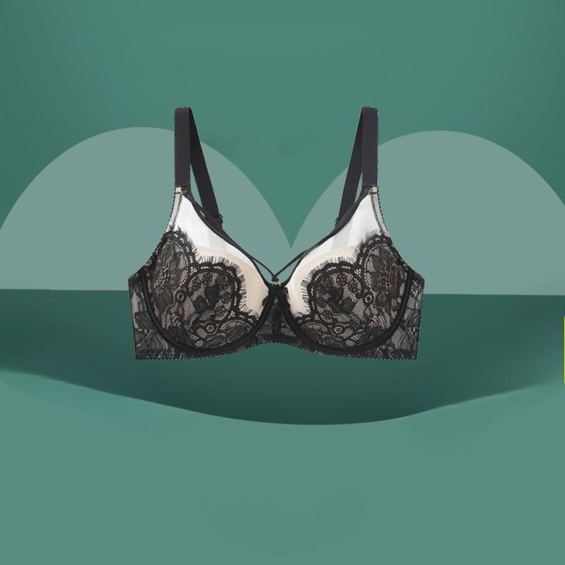 Underwear Women's Plus Size Gathered Bra with Soft Steel Ring and Anti Sagging Accessory Breast Thin and Sexy Push Up Bra