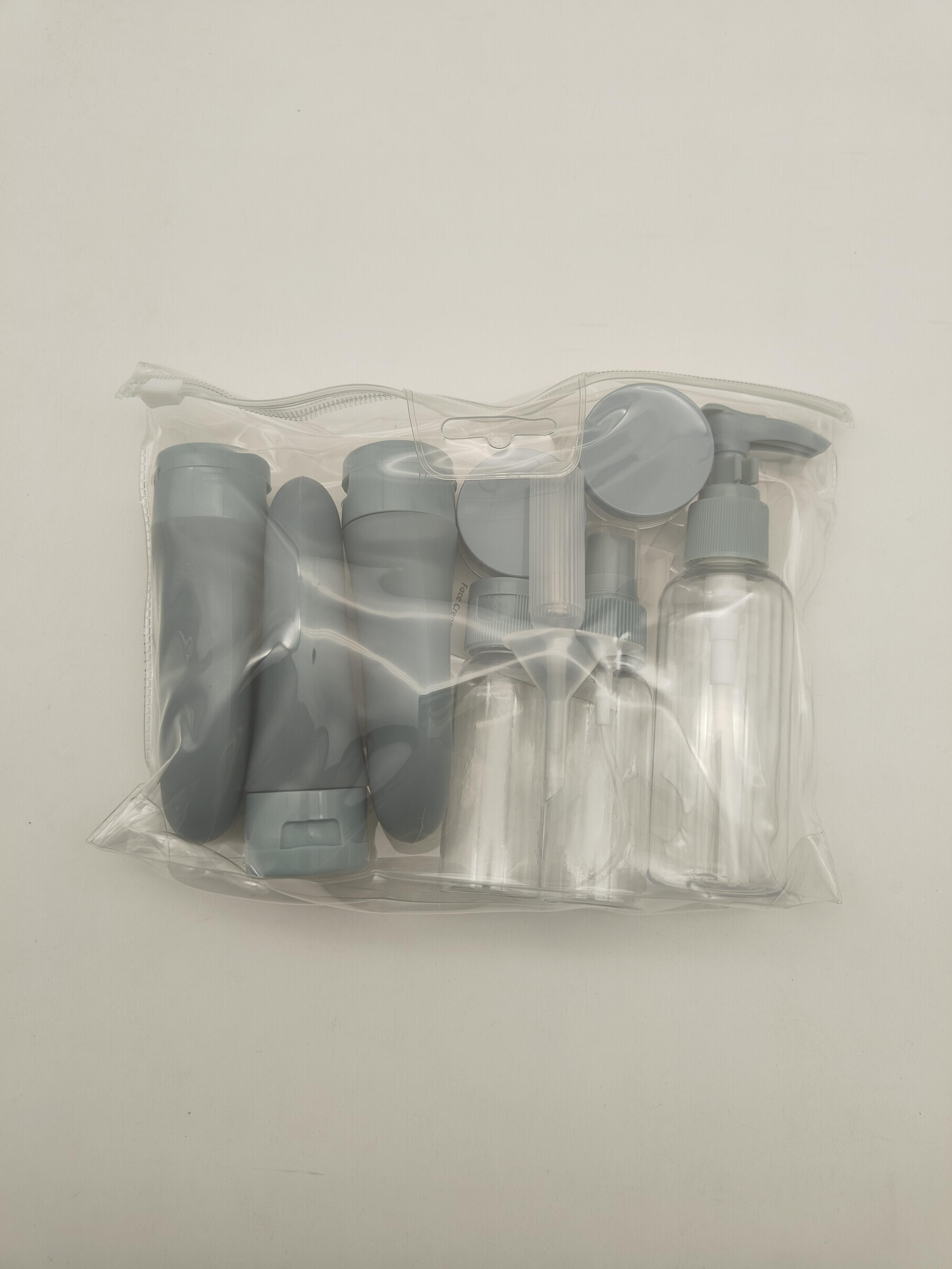 

Дорожный костюм из 11 предметов, косметический флакон, пластиковый флакон, флакон для лосьона, флакон для тонера, распылитель, дозатор для шампуня и мыла