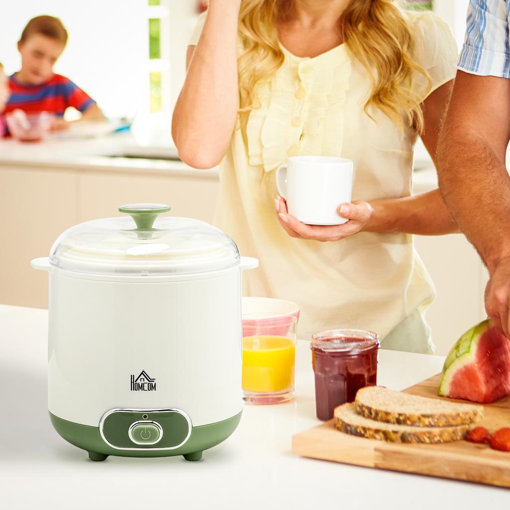 Yogurt Maker, 1.5 L Yogurt Machine with Strainer, Lid, 20 W Yogurt Maker for Greek Yogurt, for 3–5 People, 19.5x17.5x21.4 Cm, White