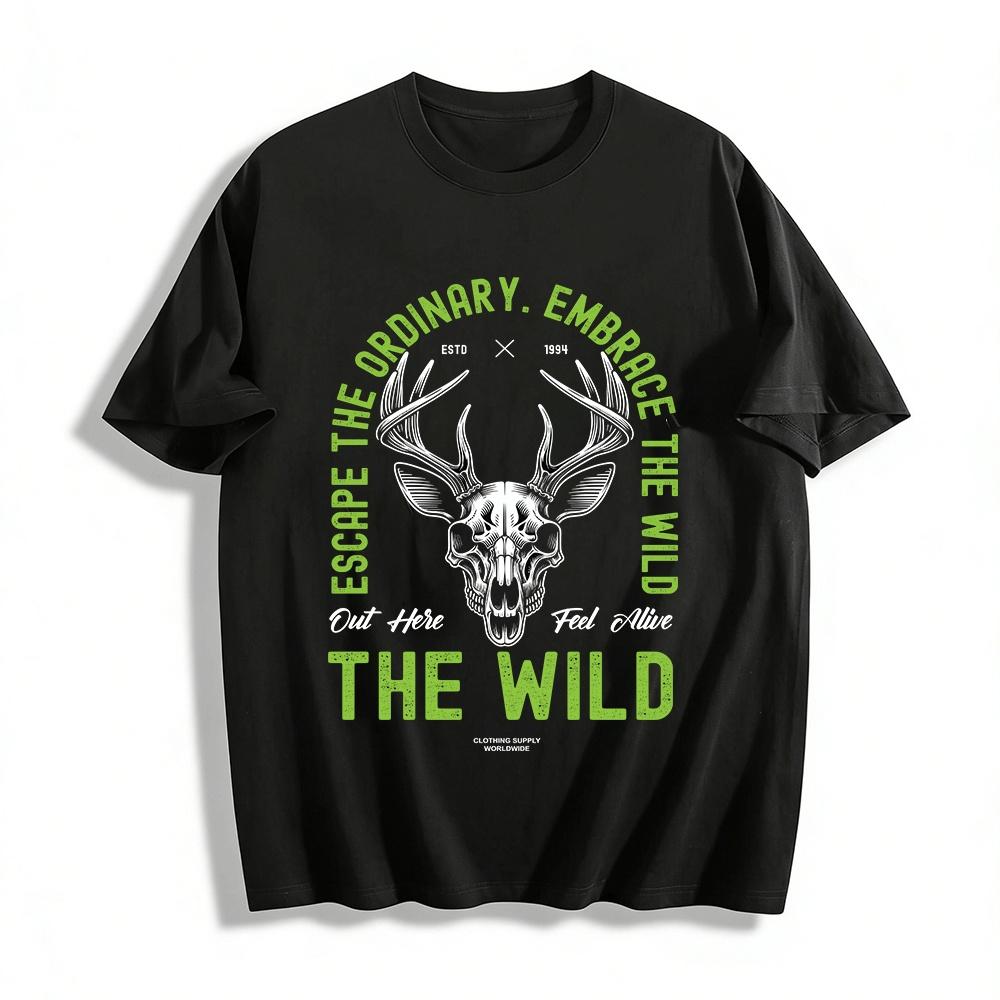 Escape The Ordinary Embrace The Wild Vintage Skull Graphic Tee Pure cotton T-shirt XXS