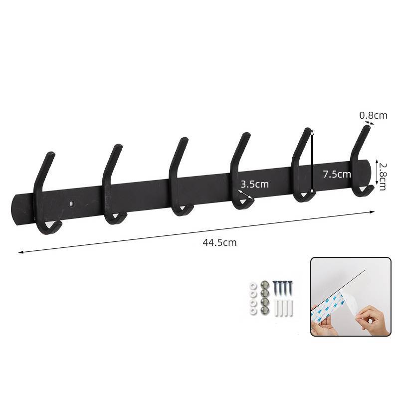 Vault Black Glazie Coat Rack Wall Mount Stainless Steel Hooks Clothes Hanger