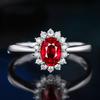 Colored Gemstone Princess Engagement Ring, Classic Full Diamond Zircon Oval Sapphire Ring for Women