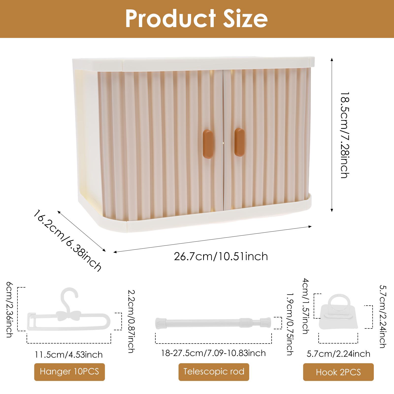 

Doll Clothes Closet Foldable Wardrobe with 10 Hangers 2 Hooks and 1 Telescopic Rod Playset Doll Accessories Fashion Toys Gift