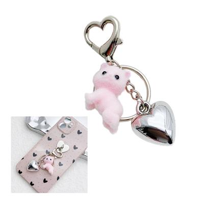 Ciondolo a Forma di Gatto Portachiavi a Forma di Animale Cartone Animato Portachiavi alla Moda in Floccato Gioiello Charms per Zaini e Telefono