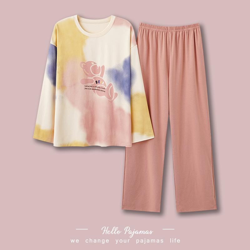 

Женский комплект домашней одежды из чистого хлопка с длинными рукавами, пижама