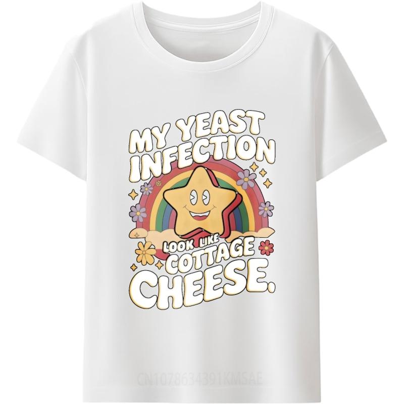 Summer top Printed Boys O Neck tshirt Black My Yeast Infection Look Like Cottage Cheese Stylish For her tees Oversized Tshirt