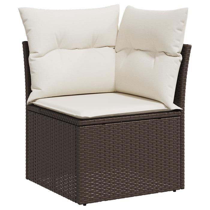 Set de Canapés de Jardin 9 Pièces avec Coussins en Poly Rotin Marron, Canapé de Jardin 2 Places avec Rangement &amp; Coussins 3354187