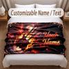 Music Guitar Theme Soft Blanket Personalized Custom Name Text Print Warm Blanket Home Sofa Bedroom Decor