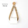 Handmade Woven Hemp Rope Tissue Holder with Solid Wood Roll Paper Rack