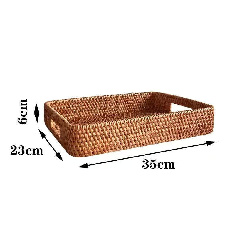 Panier de Rangement en Rotin Tissé à la Main Plateau Thé Fruits Étui Rond avec Poignée Plateau à Fruits pour le Thé de l'Après-Midi Panier de Rangement Plateau de Présentation Alimentaire
