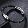 Cross-Border Stainless Steel Skull Leather Bracelet with Magnetic Buckle - Punk Hip Hop Style