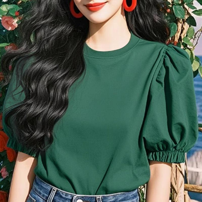 ZANZEA Women Casual Round Neck Solid Color Summer Short Sleeve Blouse